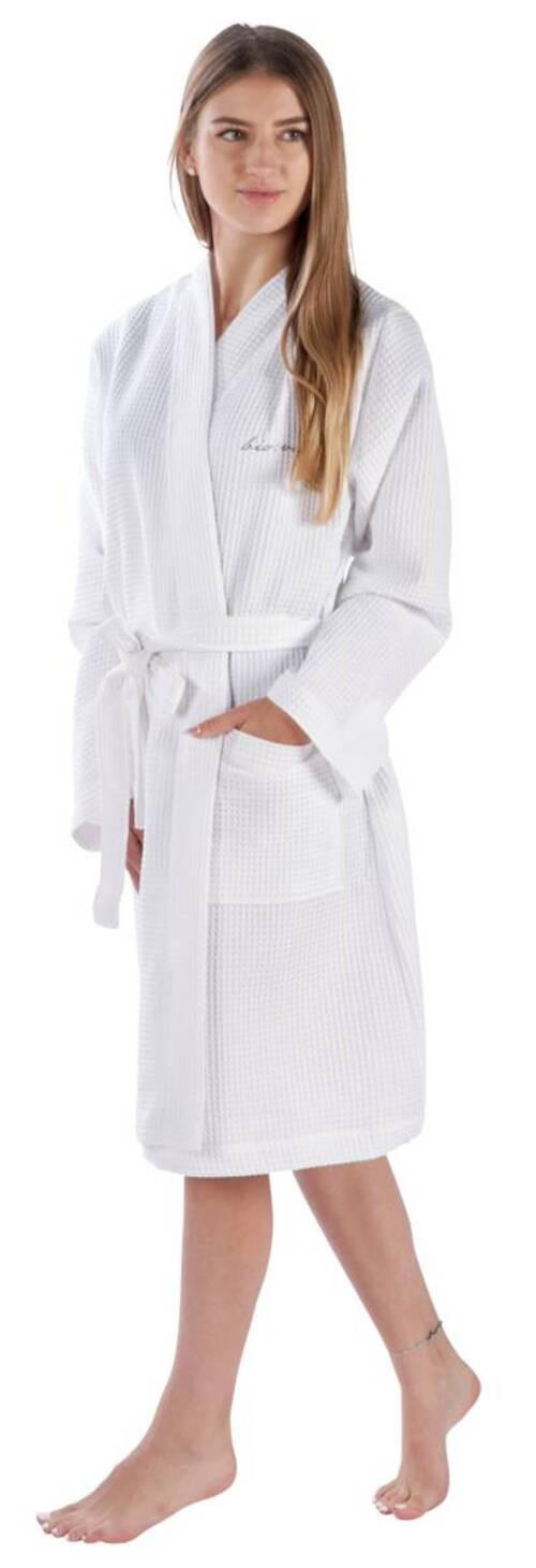 BADEMANTEL  - Hellgrau/Weiß, Basics, Textil (XLnull) - Bio:Vio