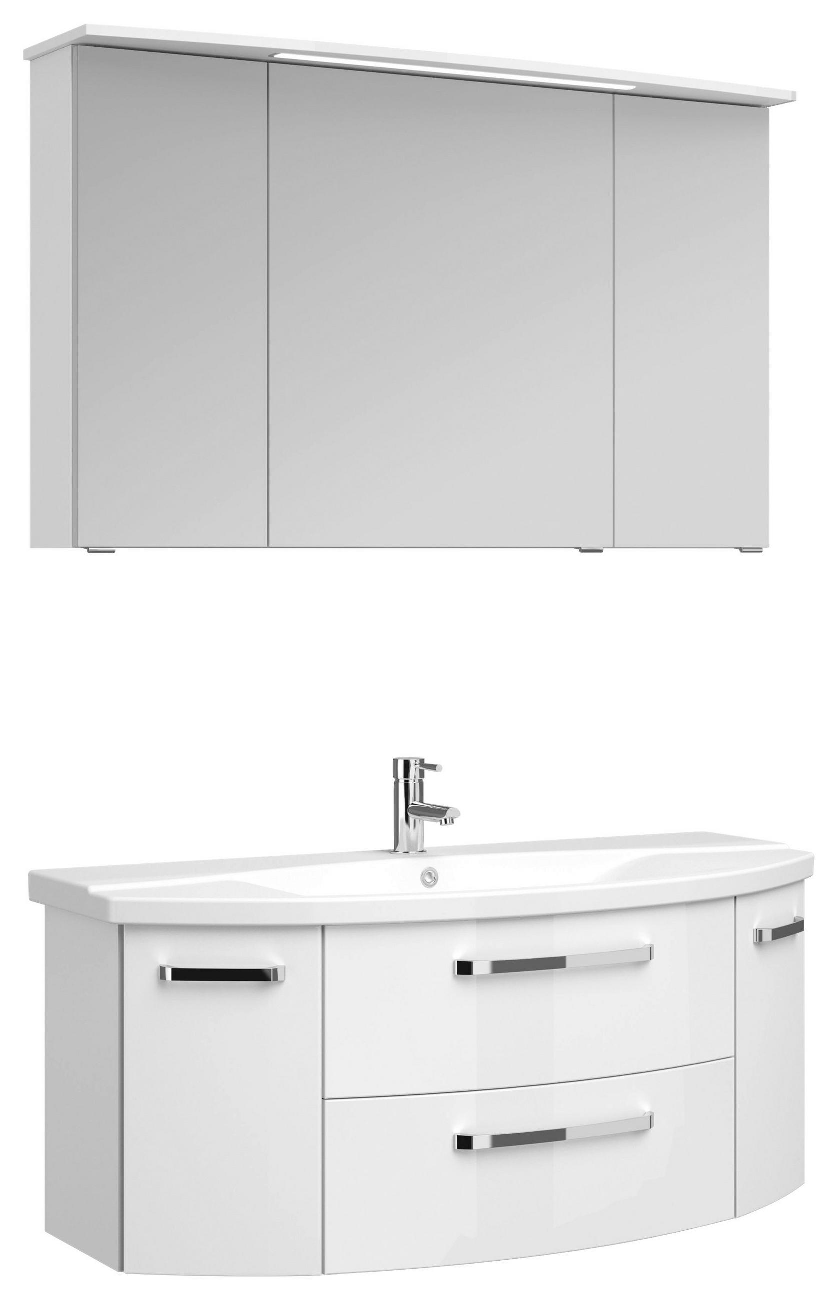 BADEZIMMER 3-teilig  in 120,5 cm  - Chromfarben/Weiß Hochglanz, MODERN, Glas/Keramik (120,5cm) - Sadena