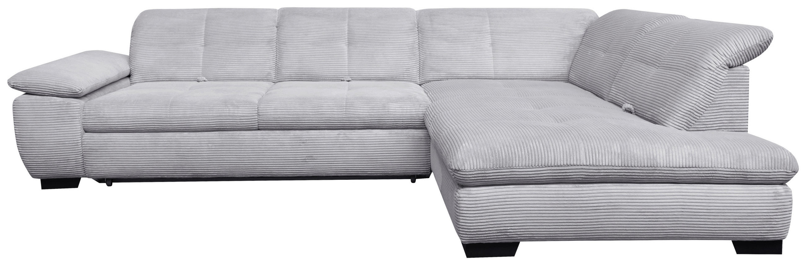 ECKSOFA in Cord Hellgrau  - Hellgrau/Schwarz, Design, Textil/Metall (313/242cm) - Xora