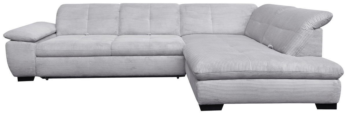ECKSOFA in Cord Hellgrau  313/242 cm  - Hellgrau/Schwarz, Design, Textil/Metall (313/242cm) - Xora