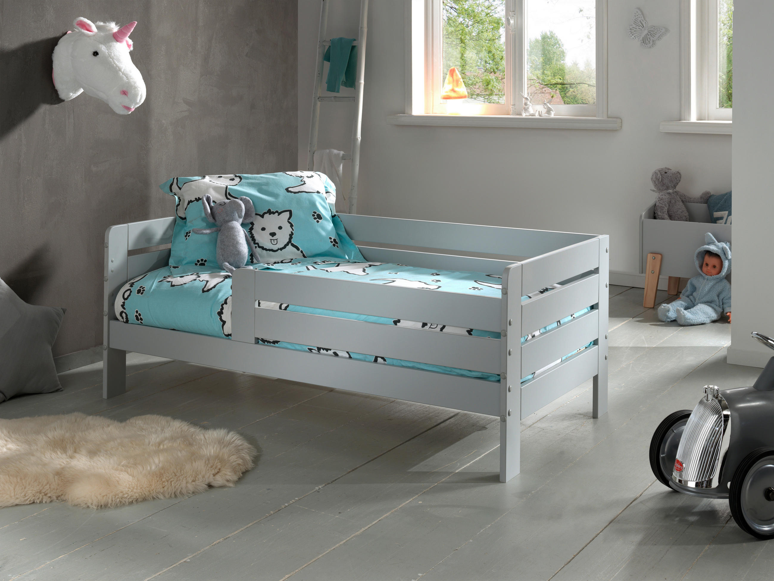 KINDER-/JUNIORBETT - Naturfarben/Grau, MODERN, Holz/Holzwerkstoff (70/140cm) - MID.YOU