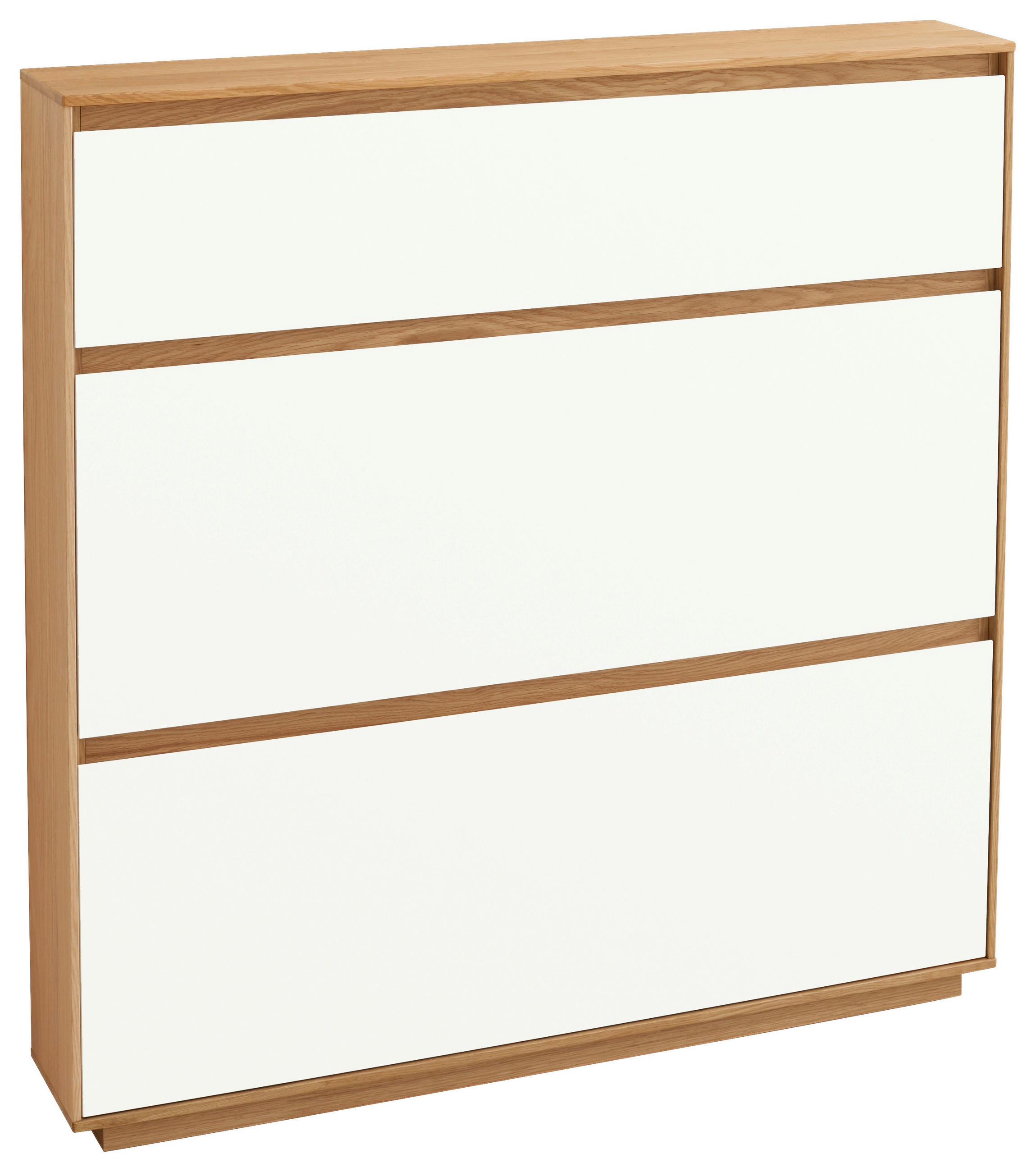 SCHUHKIPPER Eiche teilmassiv lackiert Weiß, Eiche Bianco - Eiche Bianco/Weiß, Design, Holz (121/124/21cm)