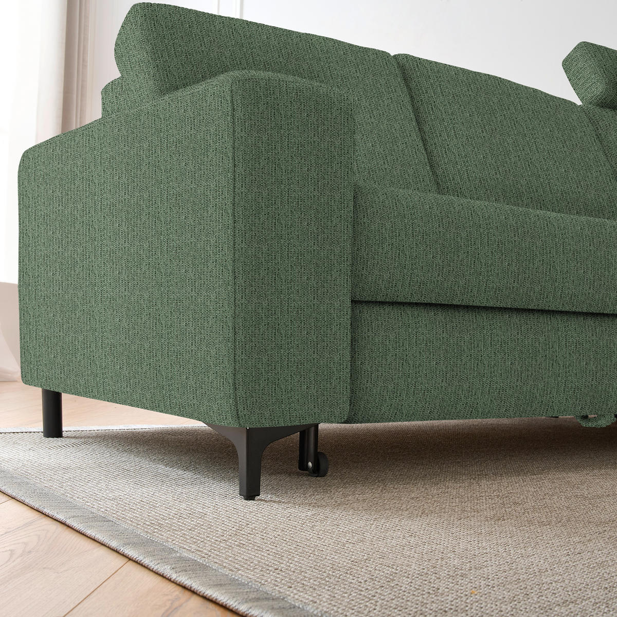 ECKSOFA in Webstoff Waldgrün  - Waldgrün/Schwarz, Konventionell, Textil/Metall (247/167cm) - Stylife