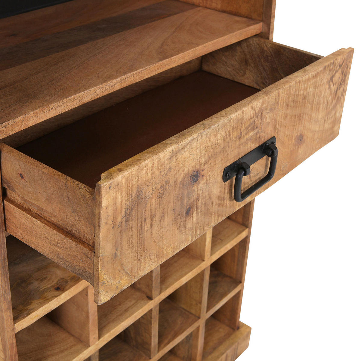 BOOTSREGAL Mangoholz massiv Schwarz, Naturfarben  - Schwarz/Naturfarben, LIFESTYLE, Holz/Holzwerkstoff (60/182/36cm) - Landscape