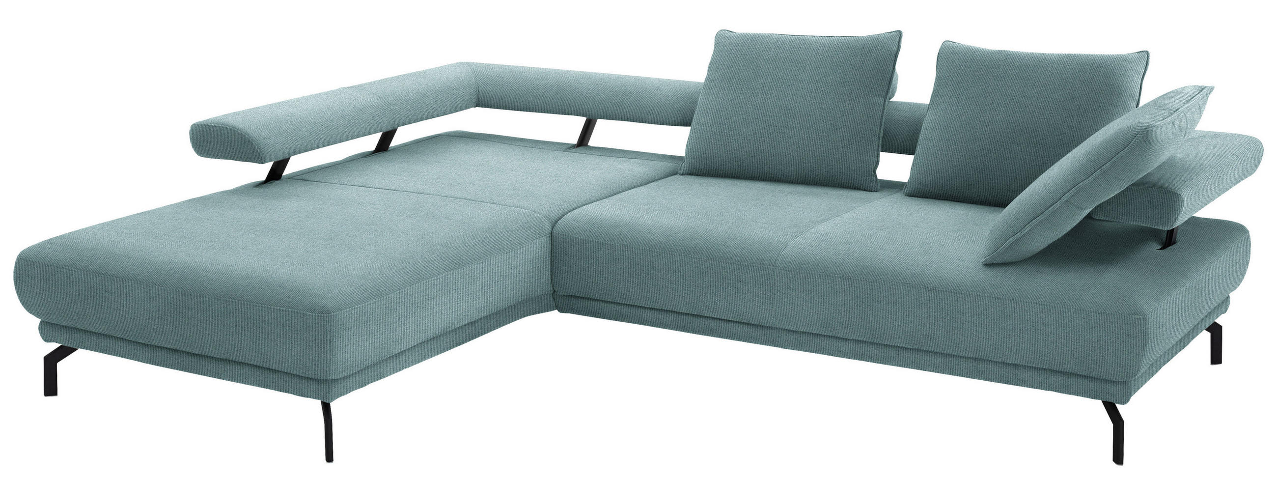 ECKSOFA in Chenille Türkis  224/305 cm  - Türkis/Schwarz, Design, Textil/Metall (224/305cm) - Dieter Knoll