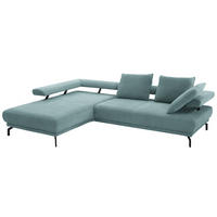 ECKSOFA Fino in Chenille Türkis  224/305 cm  - Türkis/Schwarz, Design, Textil/Metall (224/305cm) - Dieter Knoll
