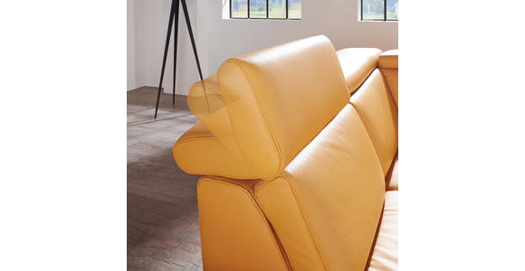 ECKSOFA in Echtleder Gelb  - Gelb/Alufarben, Design, Leder/Metall (239/271cm) - Cantus