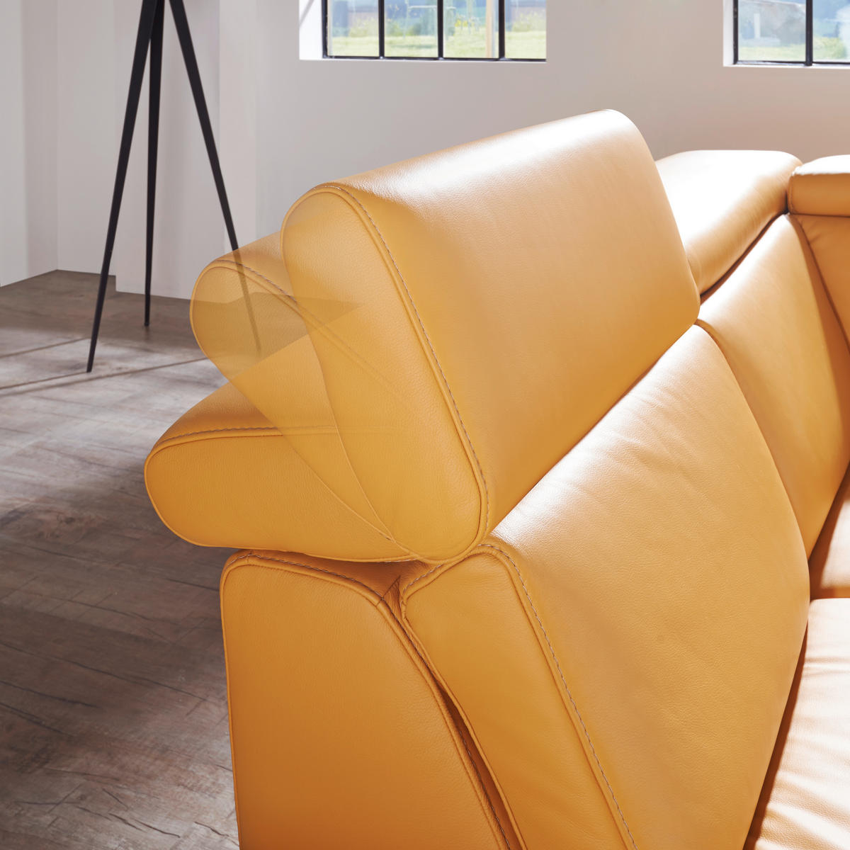ECKSOFA Gelb Echtleder  - Gelb/Alufarben, Design, Leder/Metall (239/271cm) - Cantus