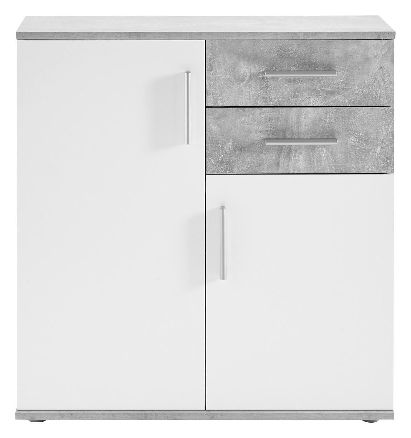 KOMODA   siva, bela  - siva/bela, Dizajnerski, pločasti materijal/plastika (80/82/35cm) - Xora