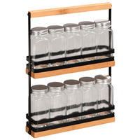 STALAK ZA ZAČINE  - svijetlo smeđa/prozirno, Basics, staklo/drvo (23/32/5,5cm) - Kesper