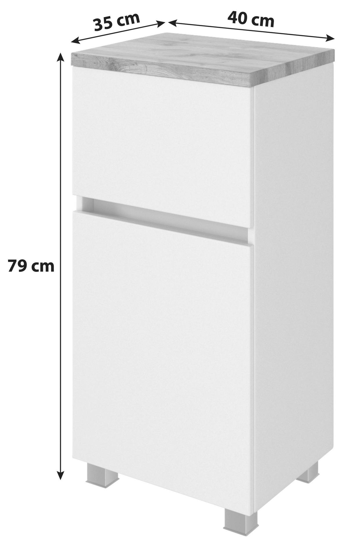 SPODNÁ SKRINKA, biela, biela, 40/79/35 cm - biela/farba duba, Basics, kompozitné drevo/plast (40/79/35cm) - Held