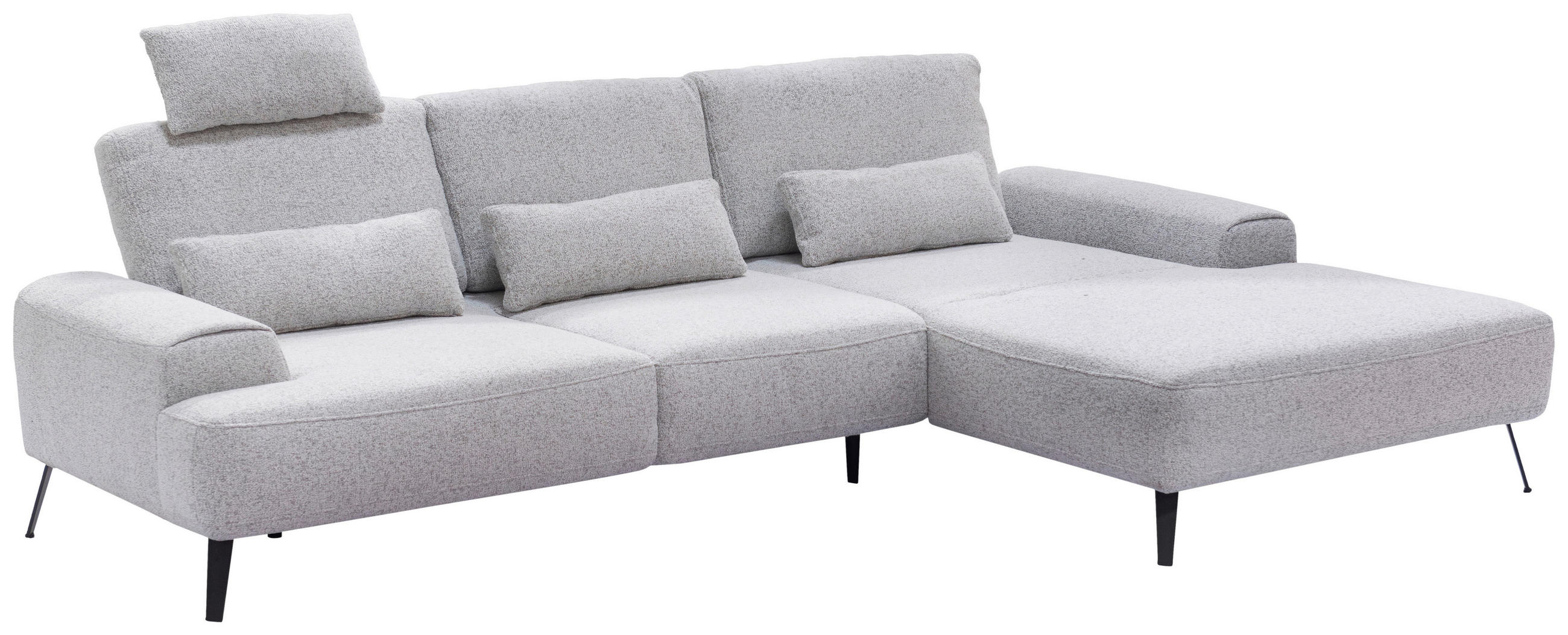 ECKSOFA Astoria Hellgrau Flachgewebe  - Hellgrau/Schwarz, Design, Textil/Metall (305/178cm) - Livetastic