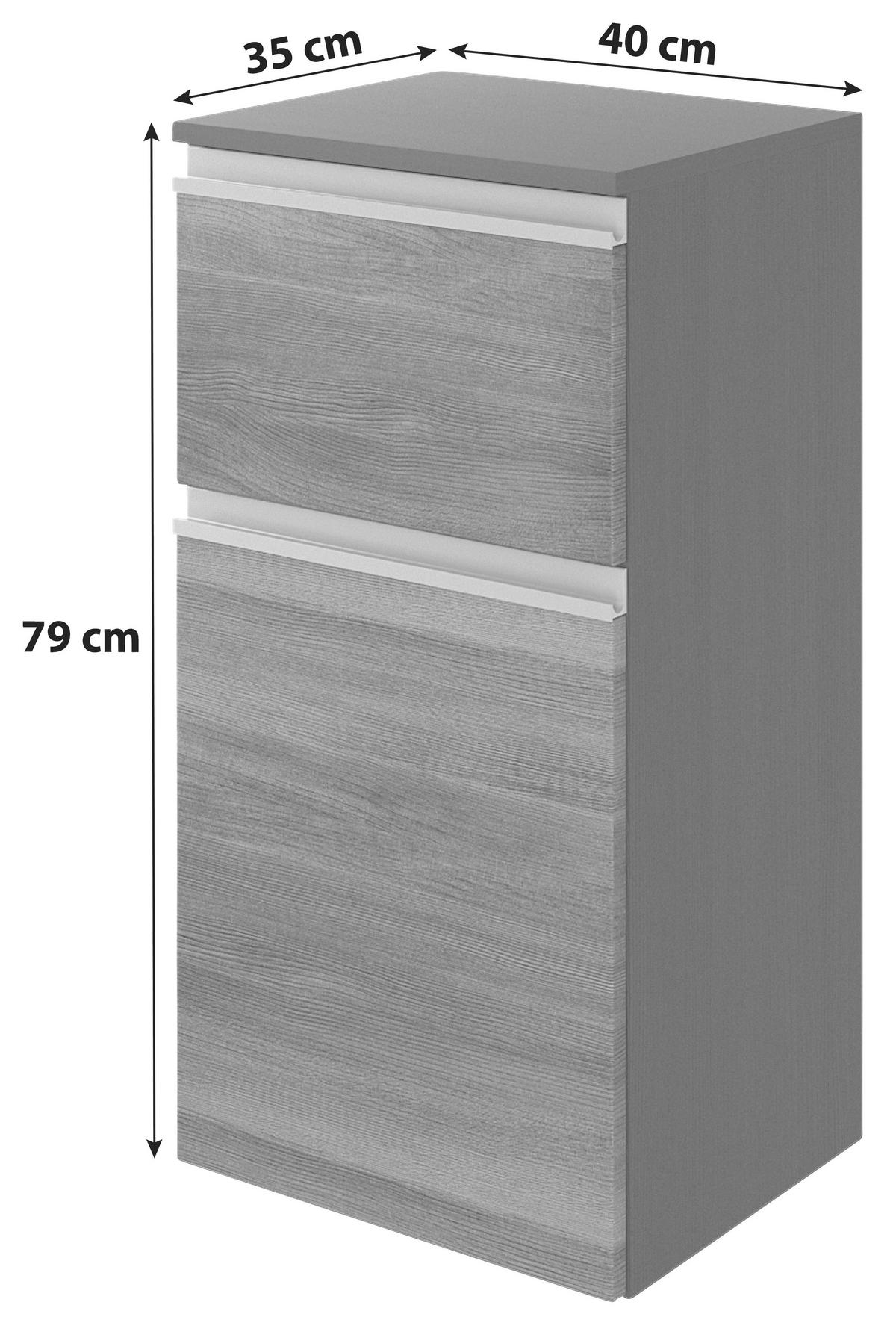 UNTERSCHRANK 40/79/35 cm   - Silberfarben/Alufarben, Basics, Holzwerkstoff/Kunststoff (40/79/35cm) - Held