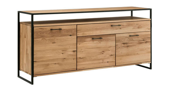 SIDEBOARD Wildeiche massiv, Hartholz  - Schwarz, Design, Holz/Metall (170/92/44cm) - Linea Natura