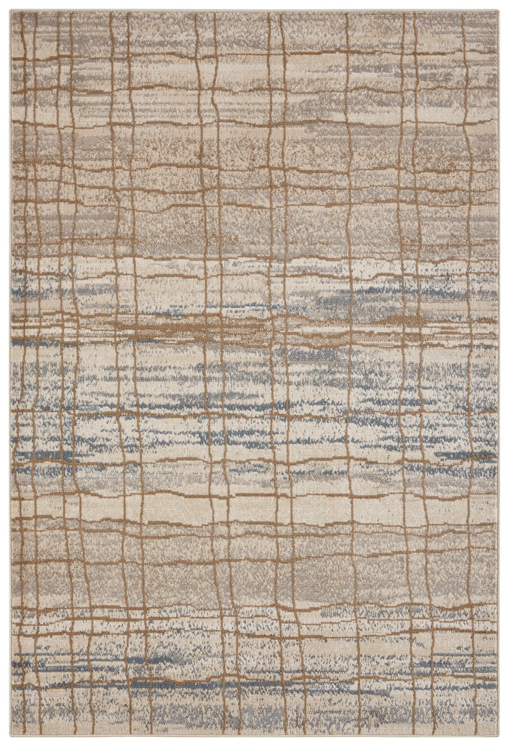 FLACHWEBETEPPICH 80/120 cm Terrain Blau, Creme  - Blau/Creme, Basics, Kunststoff/Textil (80/120cm)