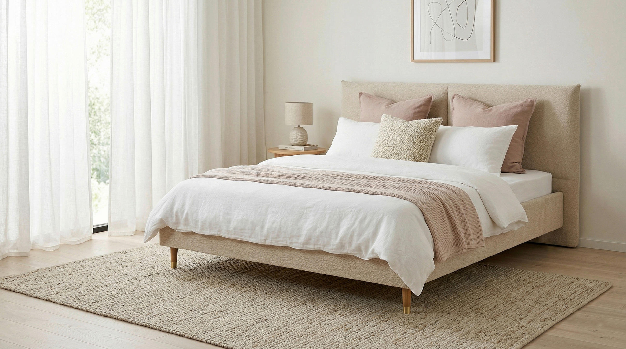 POLSTERBETT Beige 140/200 cm  - Eichefarben/Beige, MODERN, Holz/Textil (140/200cm) - Livetastic