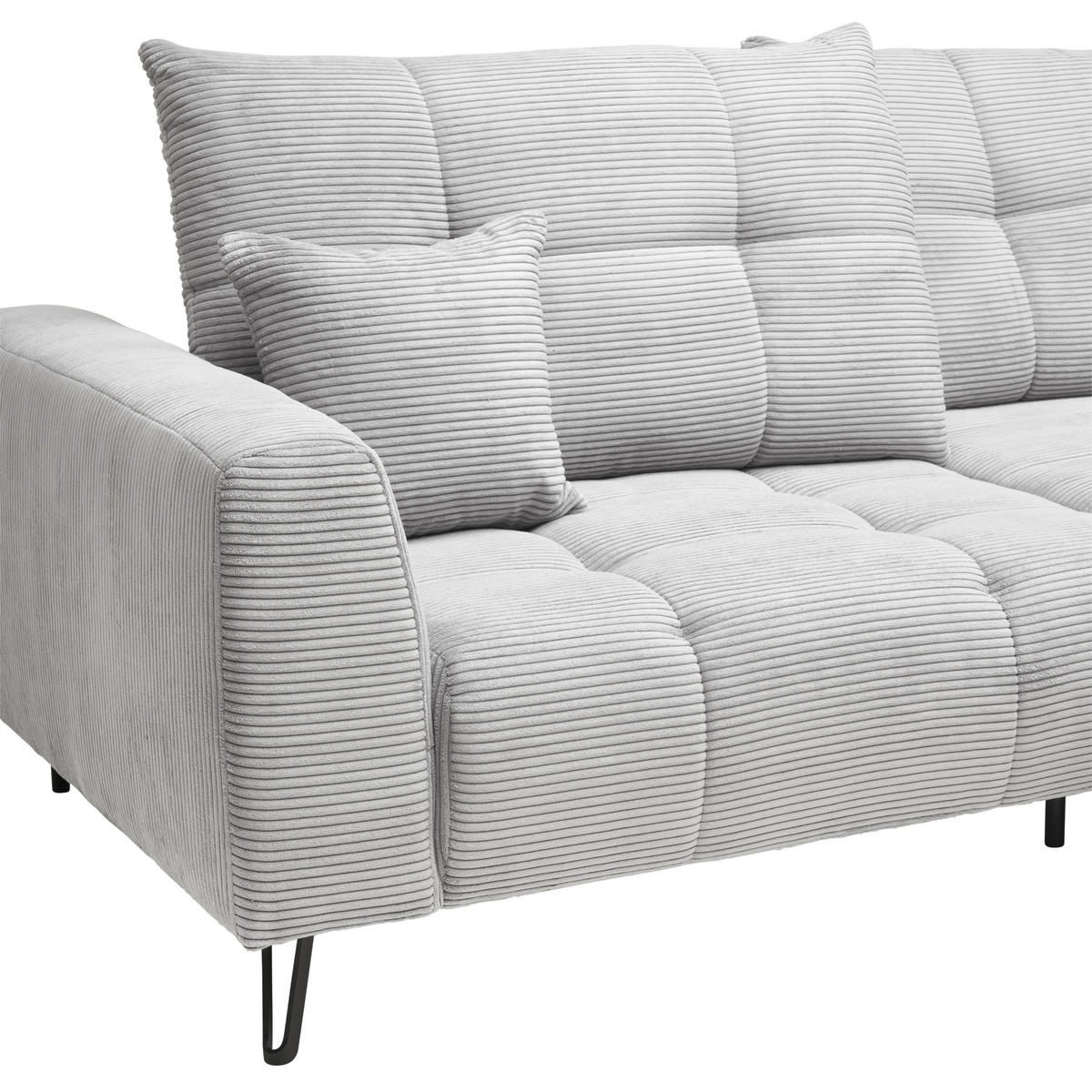 ECKSOFA in Cord Hellgrau  - Hellgrau/Schwarz, Konventionell, Textil/Metall (250/185cm) - Carryhome