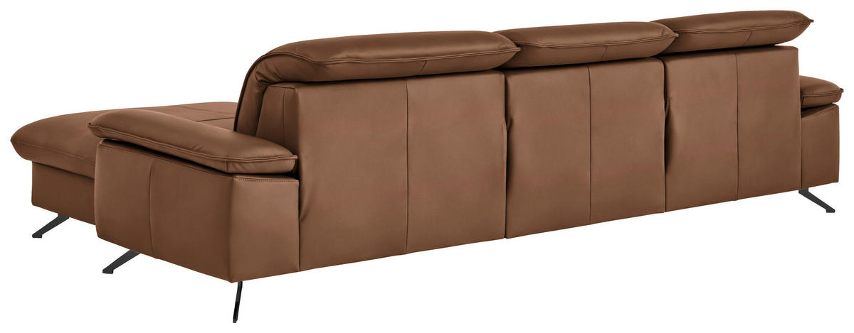 ECKSOFA  Echtleder Beigebraun  - Beigebraun/Schwarz, Design, Leder/Metall (307/169cm) - Beldomo Premium