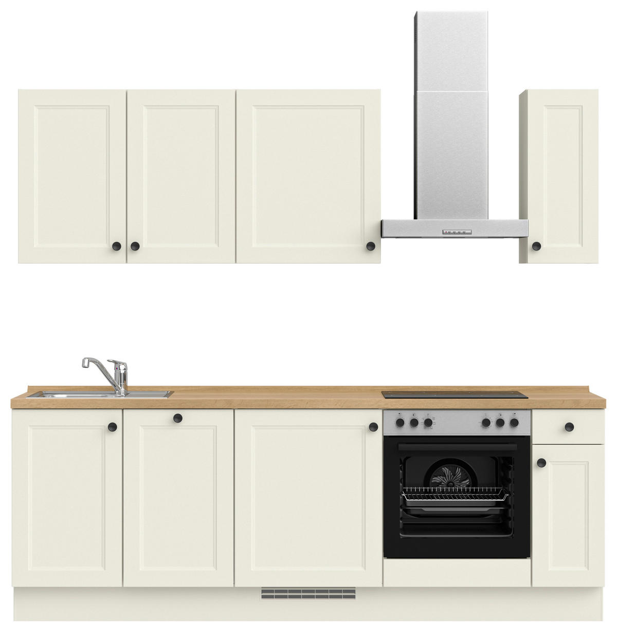 KÜCHENBLOCK 240 cm   in Weiß, Eichefarben  - Eichefarben/Schwarz, MODERN, Holzwerkstoff/Metall (240cm) - Nobilia
