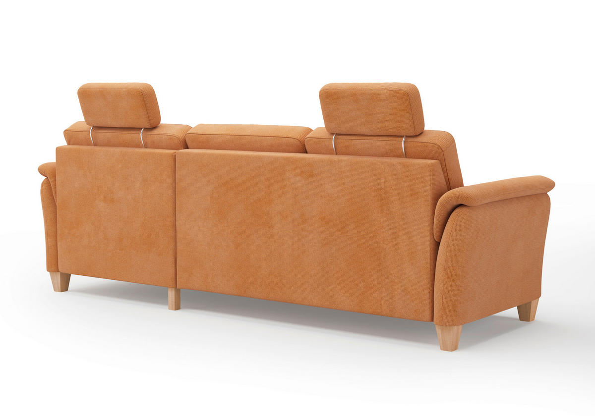 ECKSOFA in Flachgewebe Terracotta  244/163 cm  - Eichefarben/Terracotta, KONVENTIONELL, Holz/Textil (244/163cm) - Sit & More