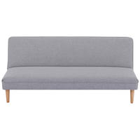 SCHLAFSOFA in Webstoff Hellgrau  - Hellgrau/Schwarz, Design, Holz/Kunststoff (180/77/87cm) - MID.YOU