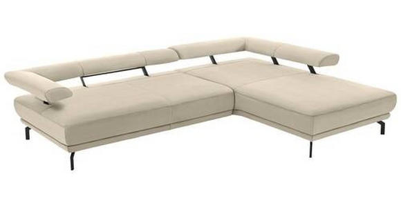 ECKSOFA in Echtleder Creme 305/224 cm - Creme/Schwarz, Design, Leder/Metall (305/224cm) - Dieter Knoll