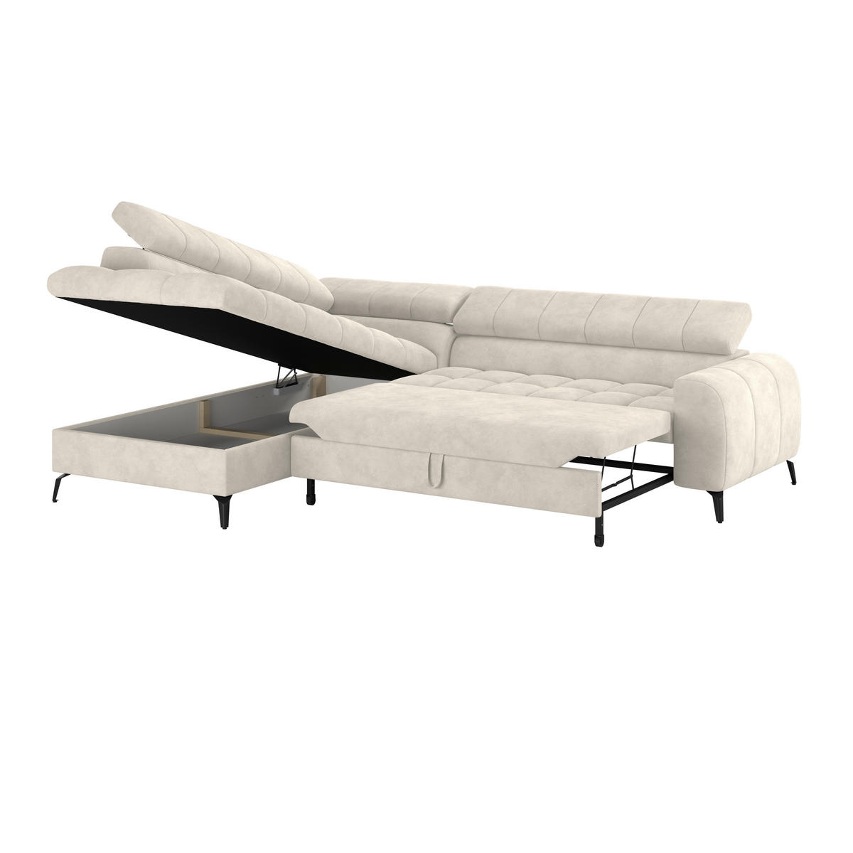 ECKSOFA in Creme  - Creme/Schwarz, Trend, Kunststoff/Textil (203/261cm) - Livetastic
