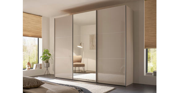 SCHWEBETÜRENSCHRANK 298/222/68 cm 3-türig Alufarben, Sandfarben - Sandfarben/Alufarben, KONVENTIONELL, Glas/Holzwerkstoff (298/222/68cm) - Moderano