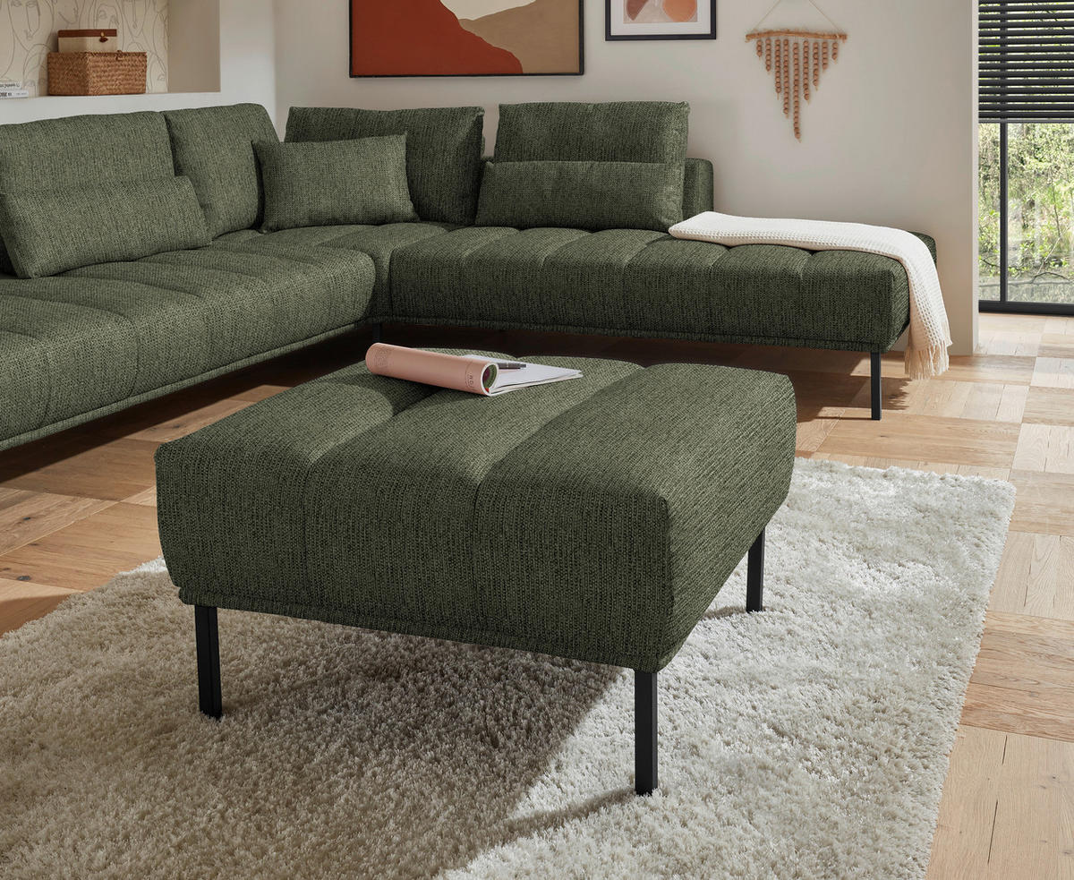 ECKSOFA  in Flachgewebe Grün  308/270 cm  - Schwarz/Grün, Design, Textil/Metall (308/270cm) - Pure Home Lifestyle