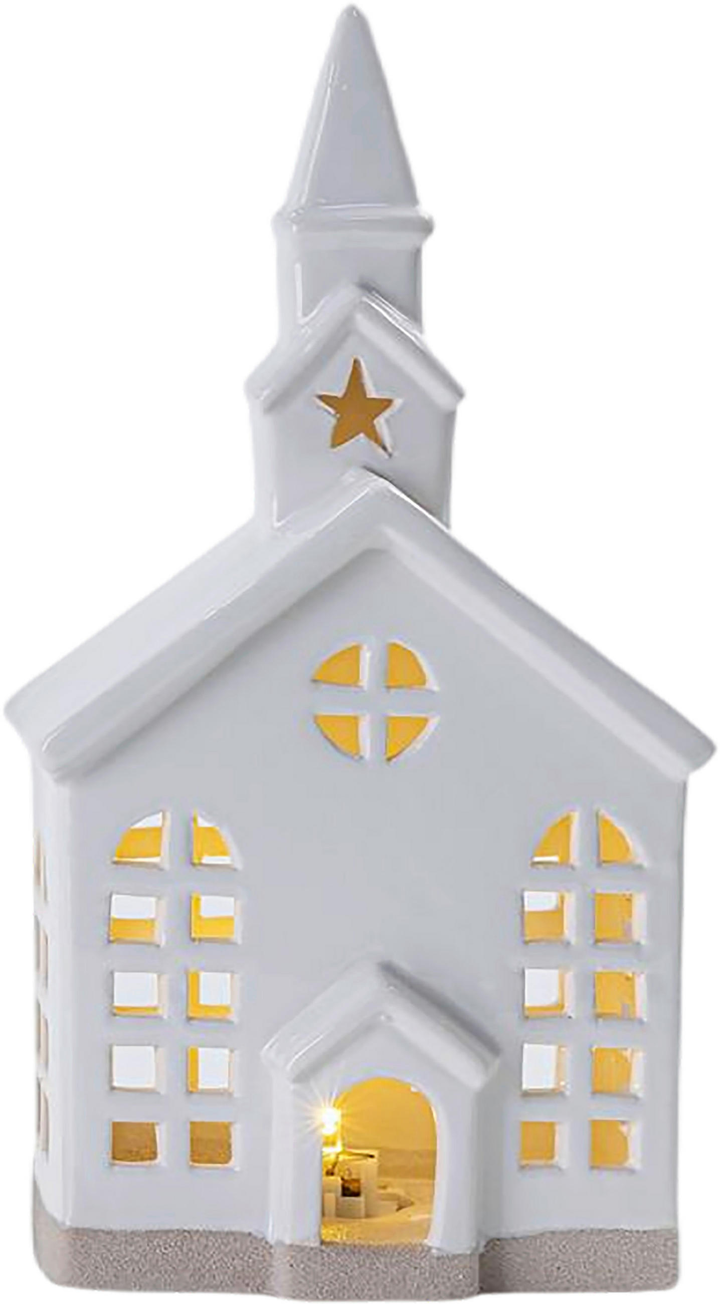 DEKOHÄUSCHEN  - Braun/Weiß, LIFESTYLE, Keramik (12,3/8,5/23,3cm) - X-Mas