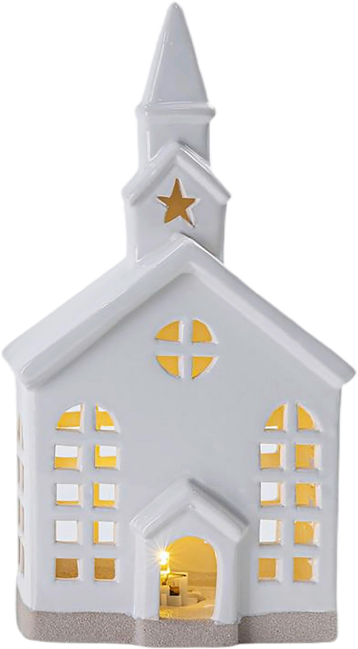 DEKOHÄUSCHEN  - Braun/Weiß, LIFESTYLE, Keramik (12,3/8,5/23,3cm) - X-Mas