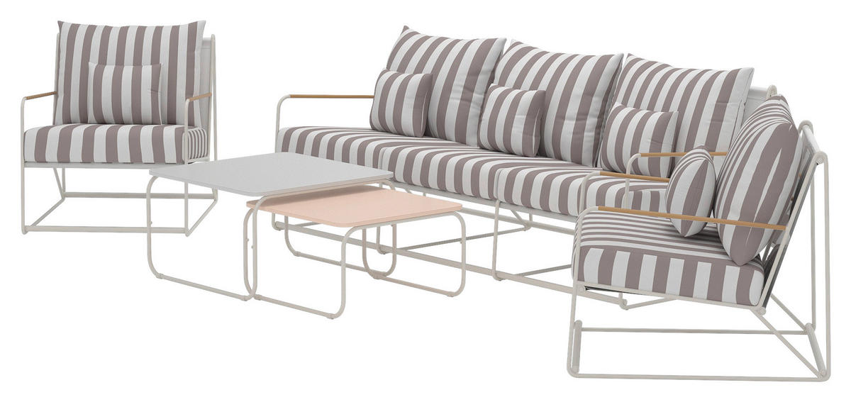 LOUNGEGRUPP stål  - vit/beige, Klassisk, metall/textil