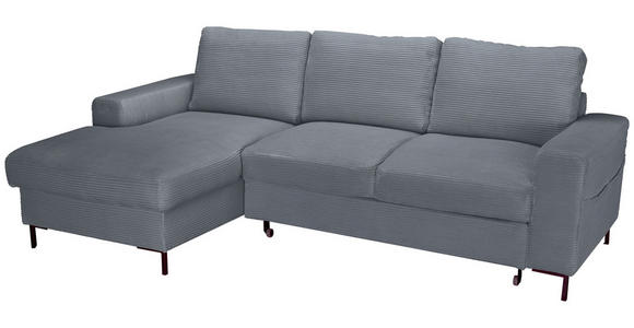 ECKSOFA Dunkelgrau Cord  - Dunkelgrau/Schwarz, KONVENTIONELL, Textil/Metall (150/240cm) - Carryhome