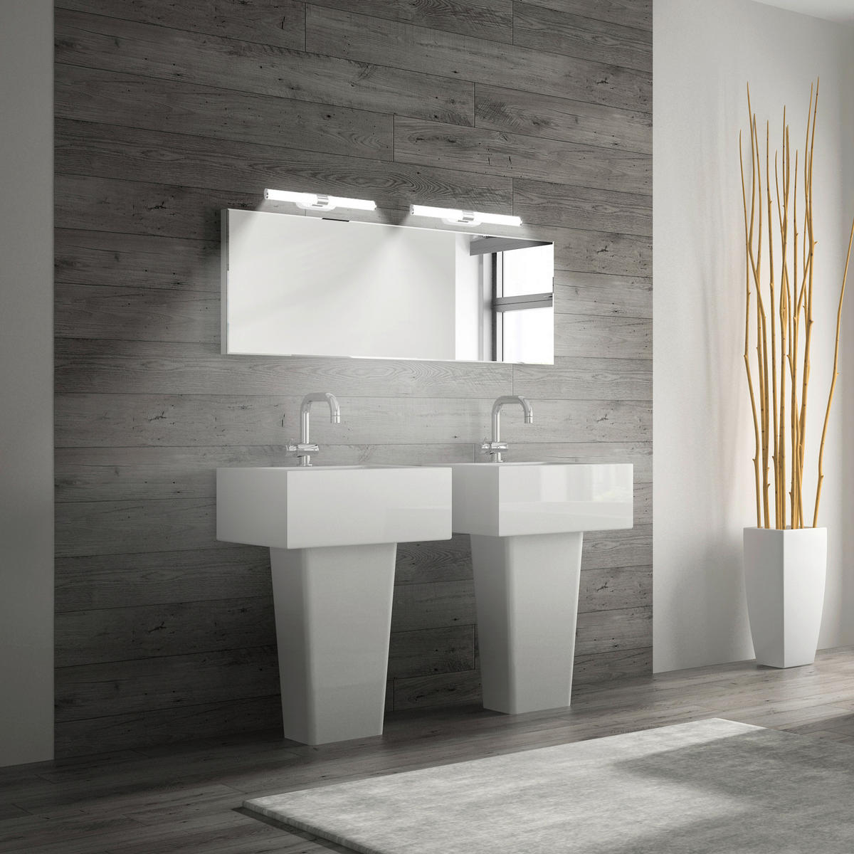 BADEZIMMER-WANDLEUCHTE - Chromfarben, KONVENTIONELL, Kunststoff (40/6,5/4,5cm) - Briloner