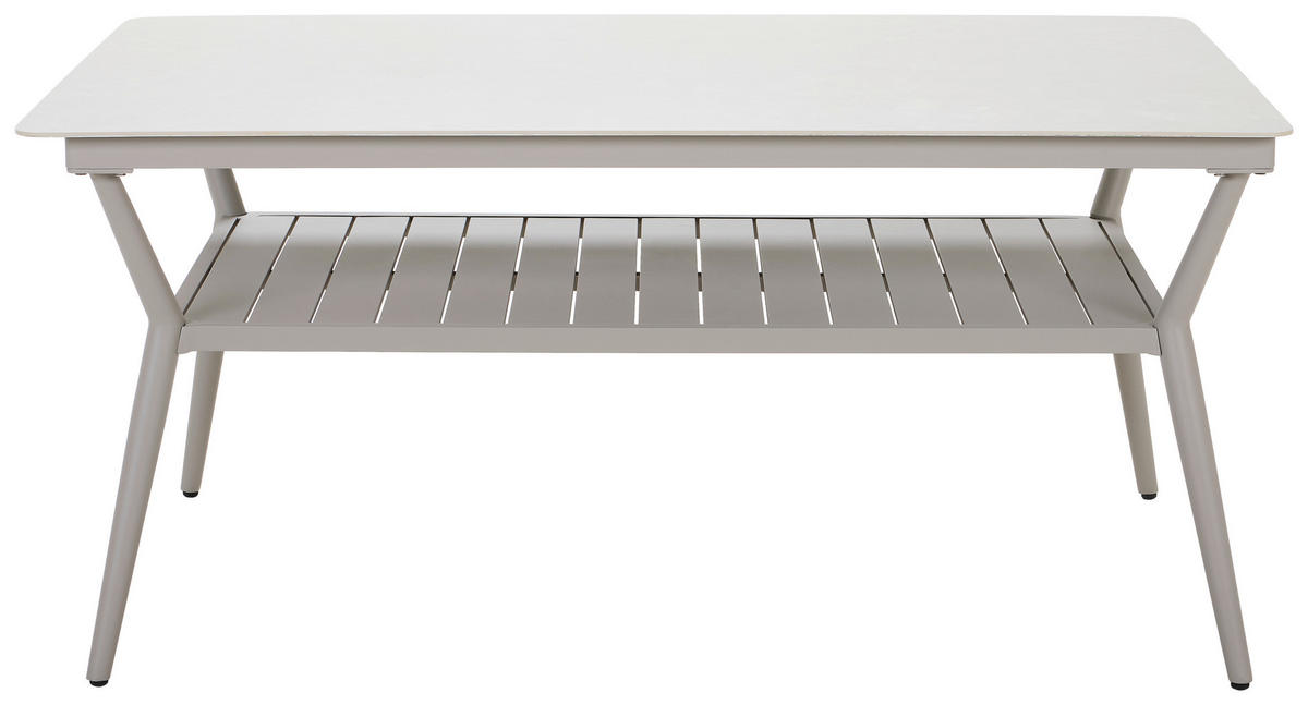 GARTENTISCH 140/90/66 cm Metall, Kunststoff, Keramik rechteckig  - Hellgrau/Weiß, Design, Keramik/Kunststoff (140/90/66cm) - Amatio