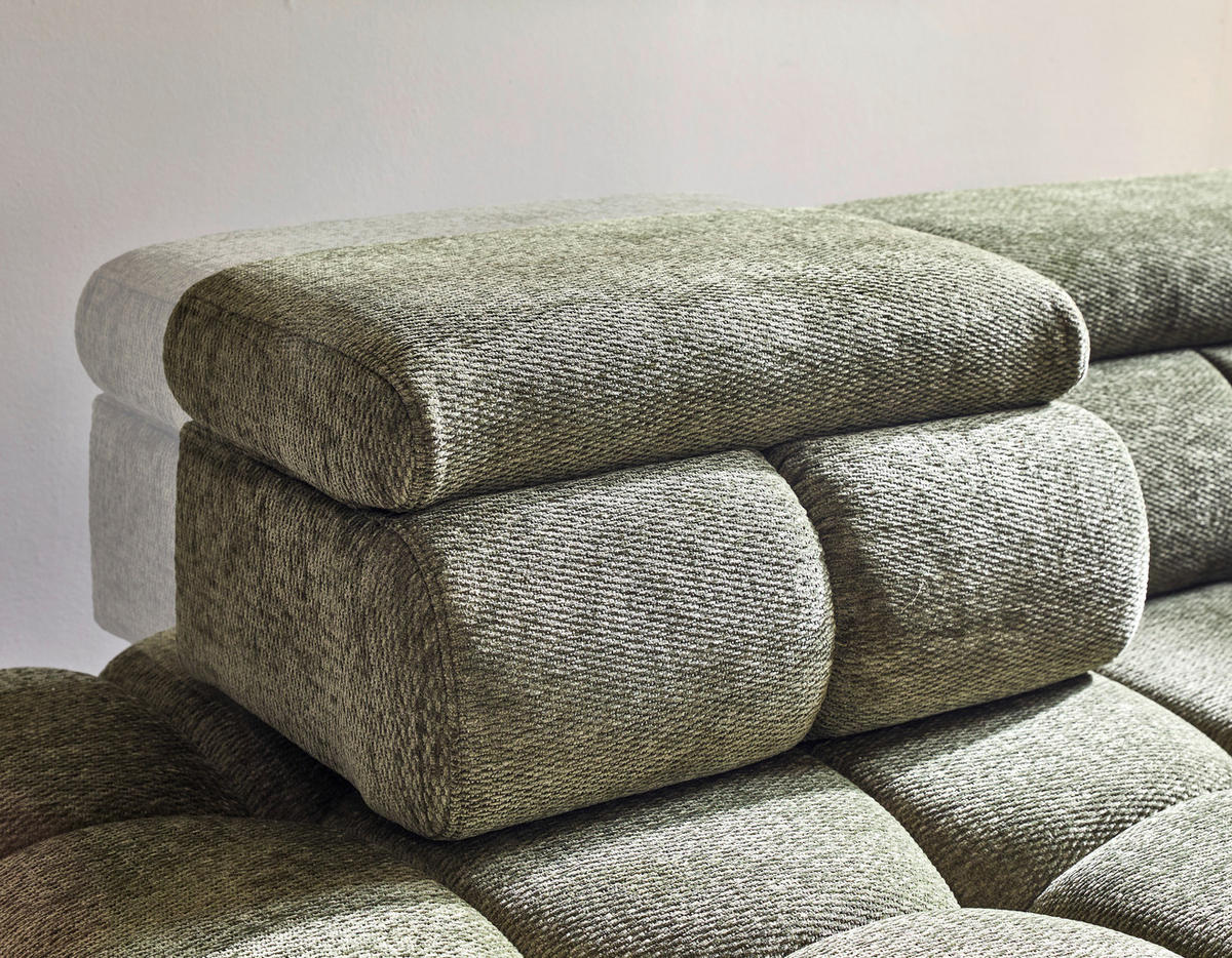 ECKSOFA in Webstoff Olivgrün  - Schwarz/Olivgrün, Modern, Kunststoff/Textil (205/297cm) - Livetastic