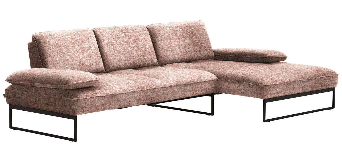 ECKSOFA in Chenille Altrosa  - Anthrazit/Altrosa, Design, Textil/Metall (310/160cm) - Joop!