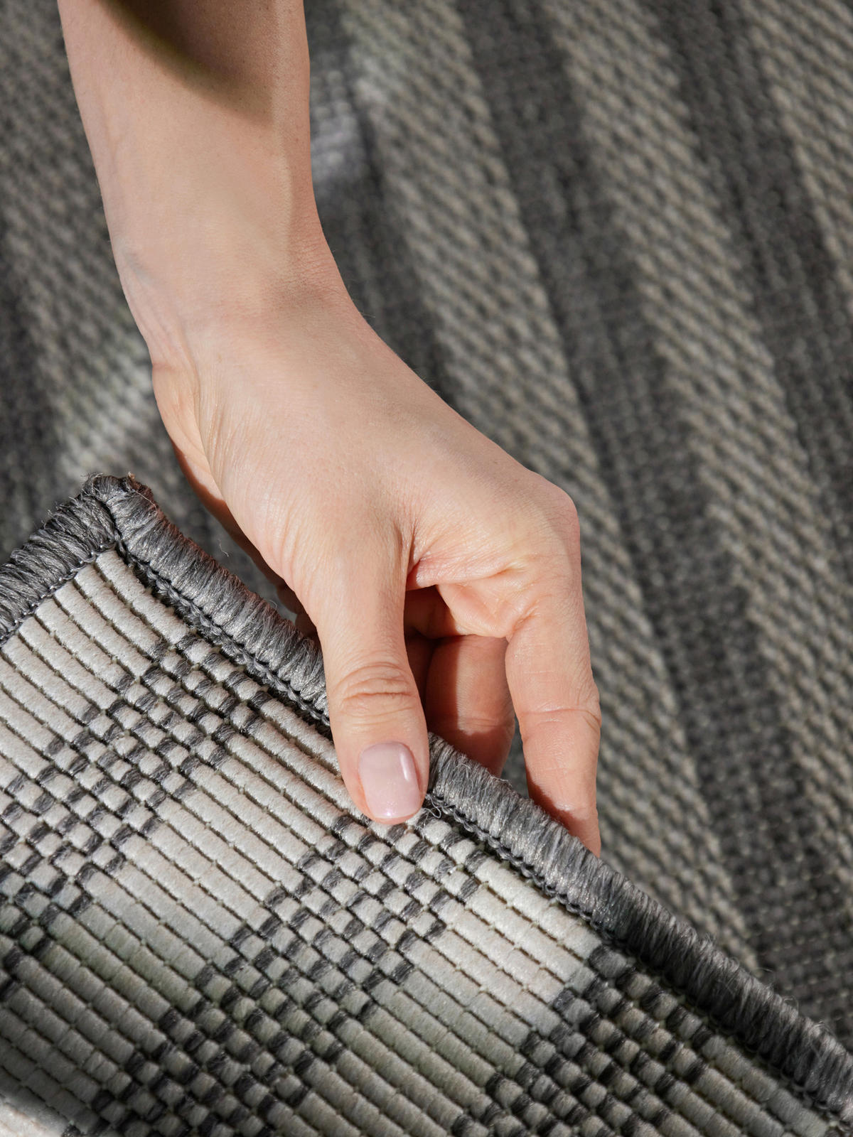 FLACHWEBETEPPICH 120/170 cm Haringey Grau, Weiß  - Weiß/Grau, Design, Kunststoff (120/170cm)