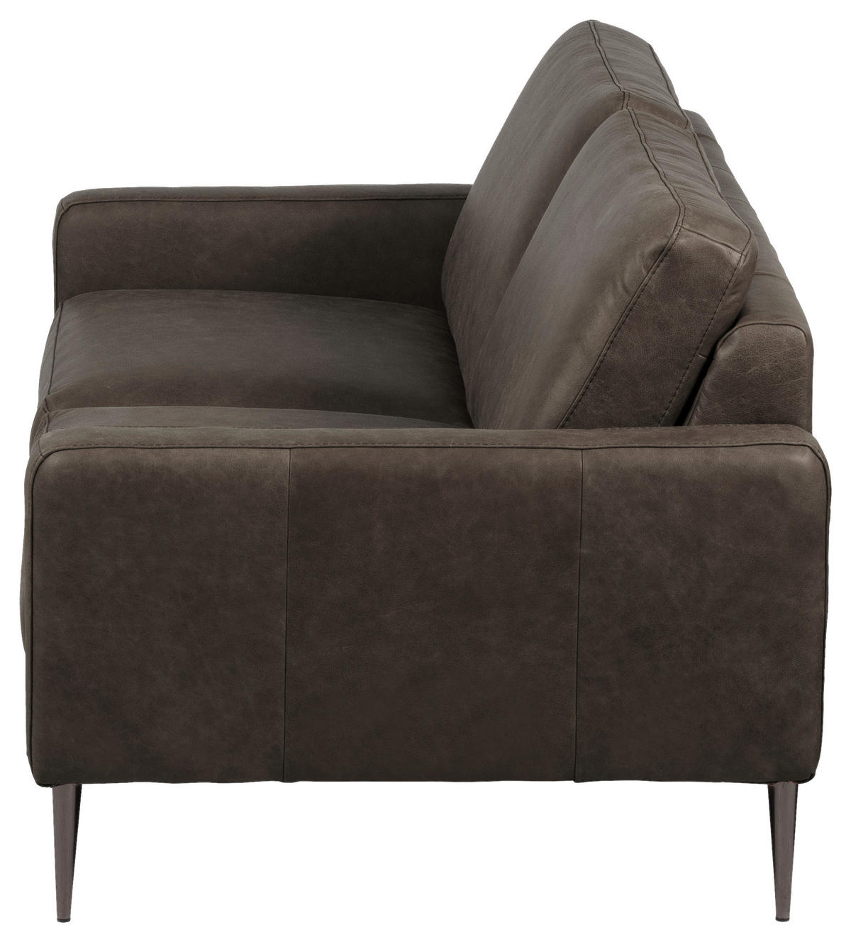 2-SITZER-SOFA SPRING Fango Echtleder  - Fango/Schwarzchrom, Design, Leder/Metall (157/85/92cm) - Livetastic