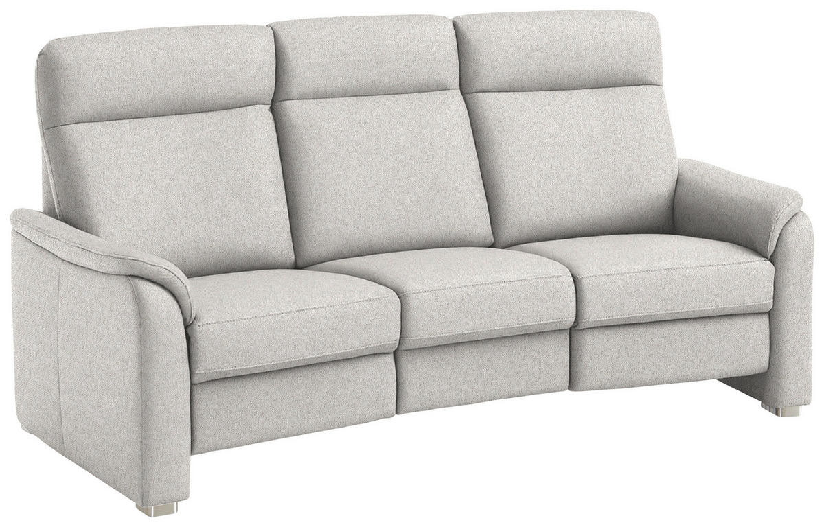 TRAPEZSOFA  in Flachgewebe Ecru  - Ecru/Alufarben, KONVENTIONELL, Textil/Metall (218/107/103cm) - Beldomo Comfort