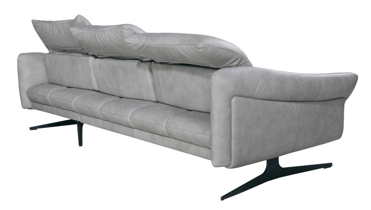 SEDEŽNA GARNITURA, pravo usnje siva  - siva/antracit, Design, kovina/usnje (285/203cm) - Himolla