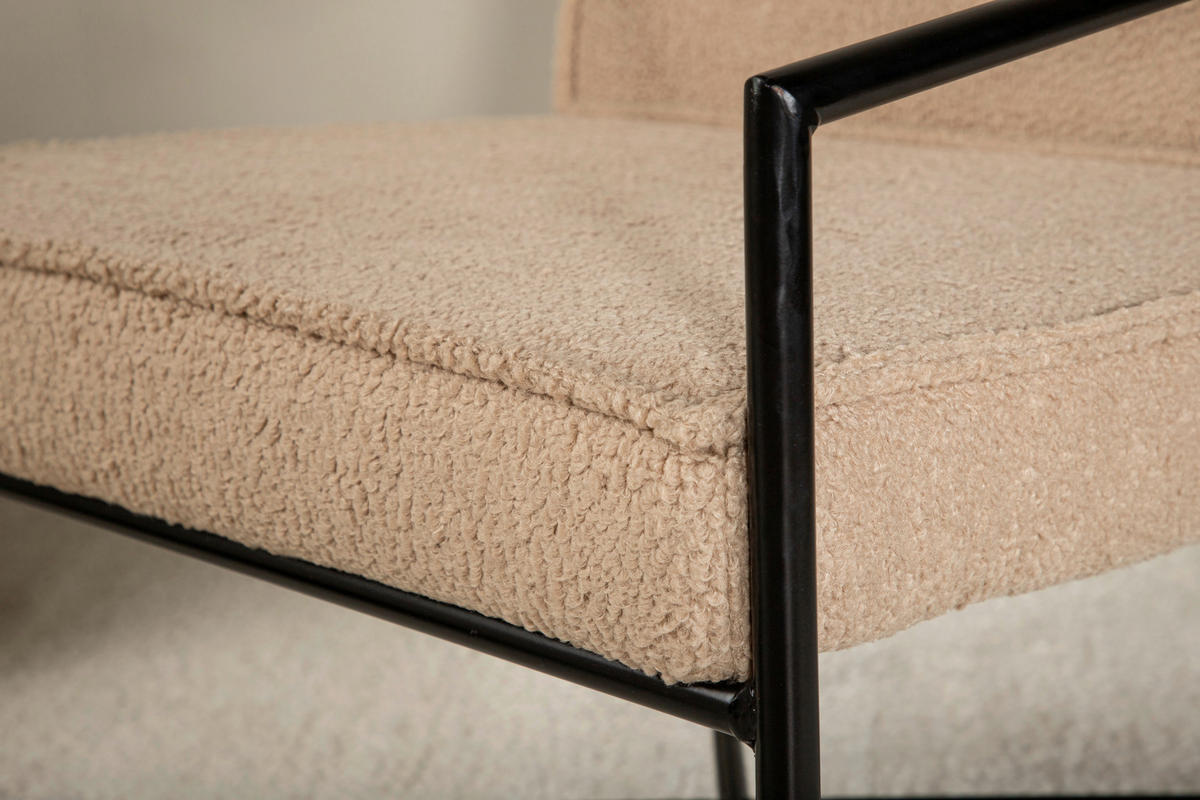 SESSEL in Teddystoff Schwarz, Beige  - Beige/Schwarz, Design, Textil/Metall (66/78/65cm) - Livetastic