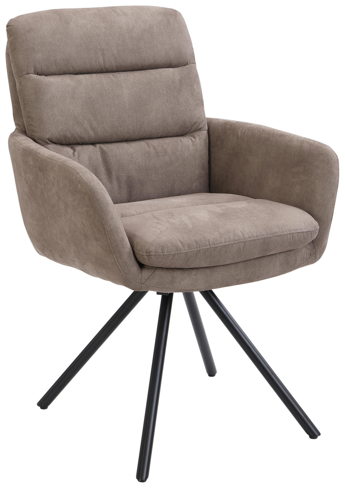 ARMLEHNSTUHL  Stoffauswahl, Sitzfläche 360° drehbar, inklusive Armlehnen Webstoff  - Taupe/Schwarz, Design, Textil/Metall (62/89/65cm) - Cantus