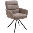 ARMLEHNSTUHL  Stoffauswahl, Sitzfläche 360° drehbar, inklusive Armlehnen Webstoff  - Taupe/Schwarz, Design, Textil/Metall (62/89/65cm) - Cantus