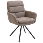 ARMLEHNSTUHL  Stoffauswahl, Sitzfläche 360° drehbar, inklusive Armlehnen Webstoff  - Taupe/Schwarz, Design, Textil/Metall (62/89/65cm) - Cantus