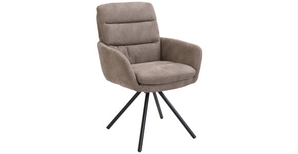 ARMLEHNSTUHL  Stoffauswahl, Sitzfläche 360° drehbar, inklusive Armlehnen Webstoff  - Taupe/Schwarz, Design, Textil/Metall (62/89/65cm) - Cantus