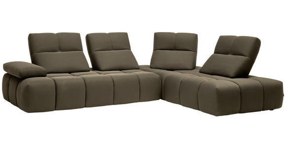 ECKSOFA in Struktur Graubraun 313/233 cm - Graubraun/Schwarz, Design, Kunststoff/Textil (313/233cm) - Emilio Belluti