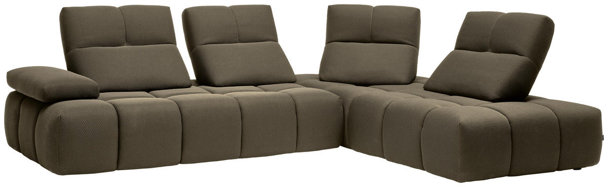 ECKSOFA in Struktur Graubraun  313/233 cm  - Graubraun/Schwarz, Design, Kunststoff/Textil (313/233cm) - Emilio Belluti