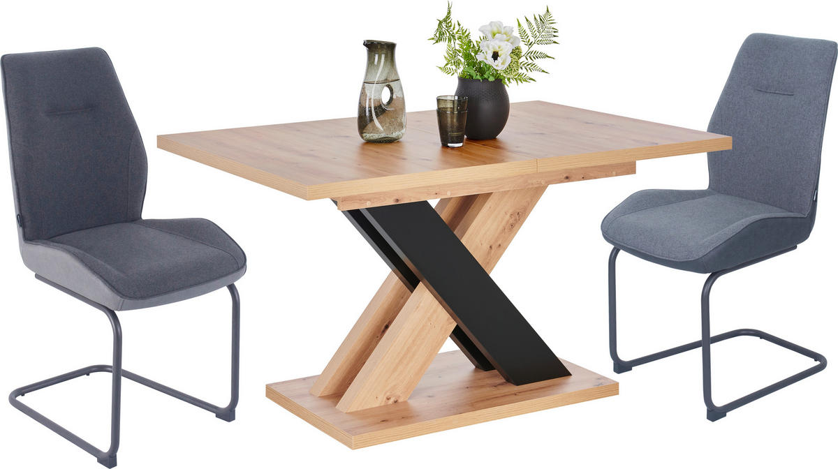 ÉTKEZŐASZTAL - fekete/Artisan tölgy, Design, faalapú anyag (140-180/90/76cm) - Carryhome