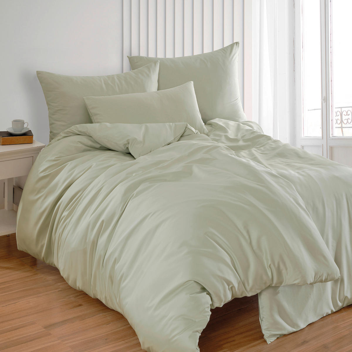 BETTWÄSCHE 2-teilig Satin 140/220 cm  - Hellgrün, Design, Textil (140/220cm) - Florella
